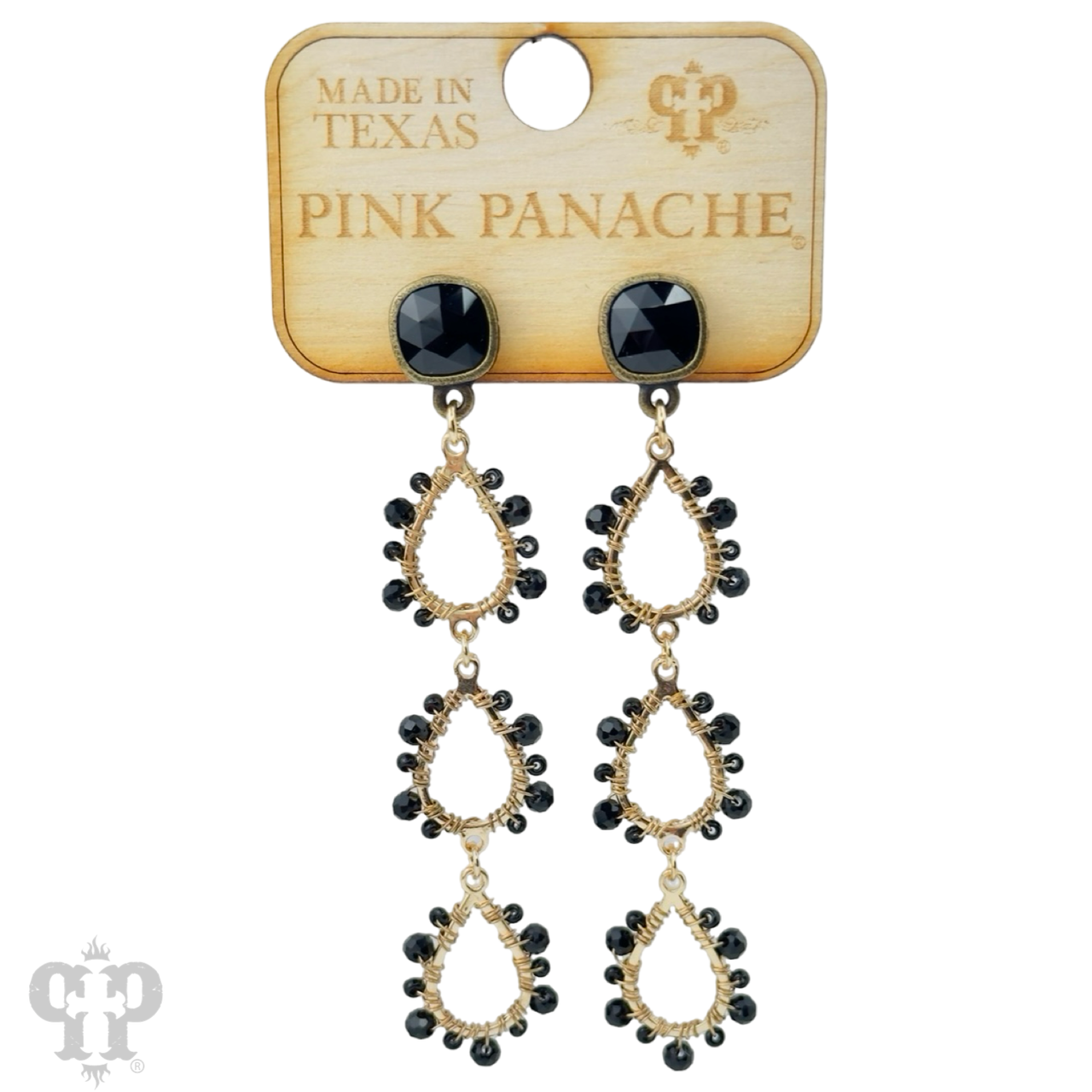 Triple bead wrapped teardrop and Austrian crystal dangle earring - LC