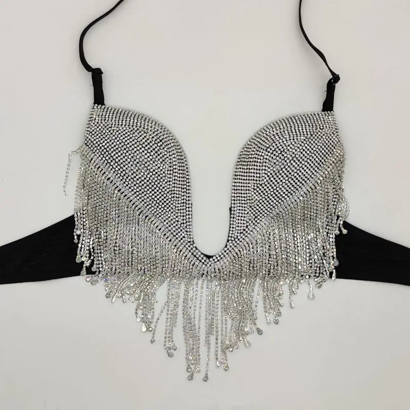 The Stardust Dream Tassel Bikini – Luxury Rhinestone Fringe Showgirl Set