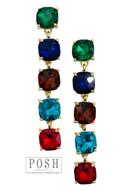 Square rhinestone drop earring - LC