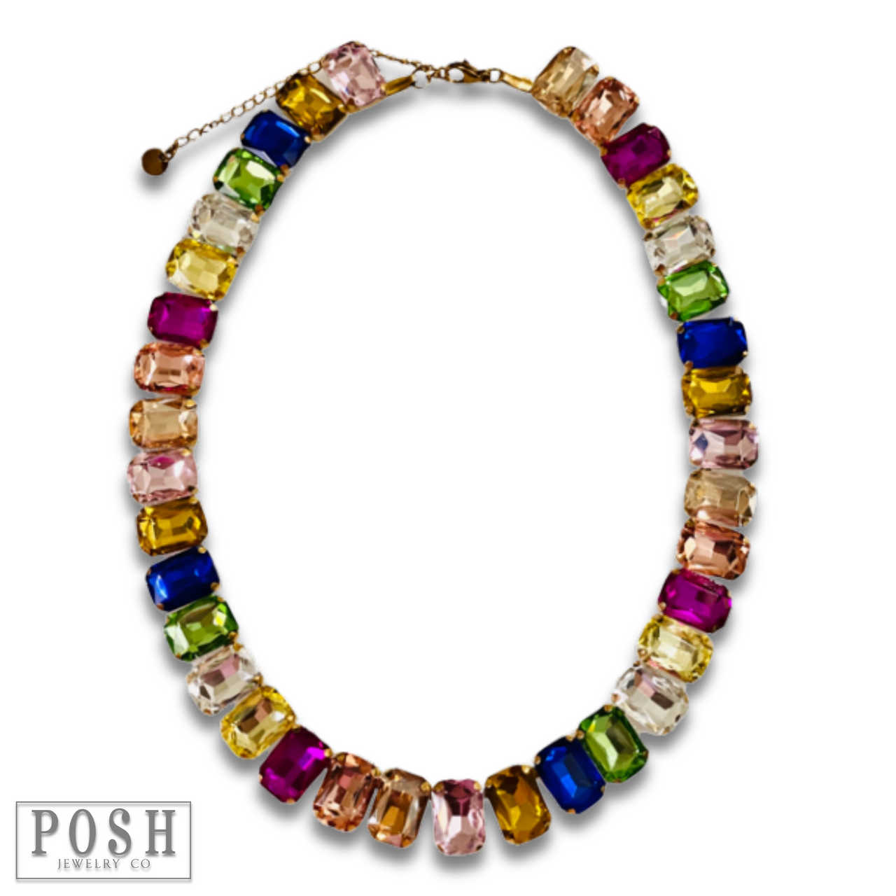 Multi-color rhinestone necklace - LC