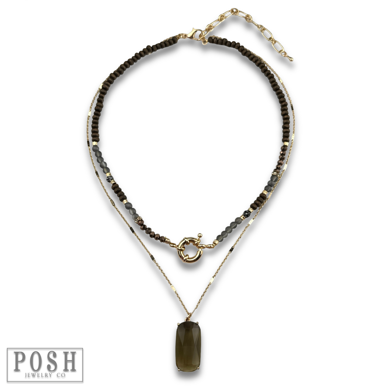 Necklace with large glass pendant - LC