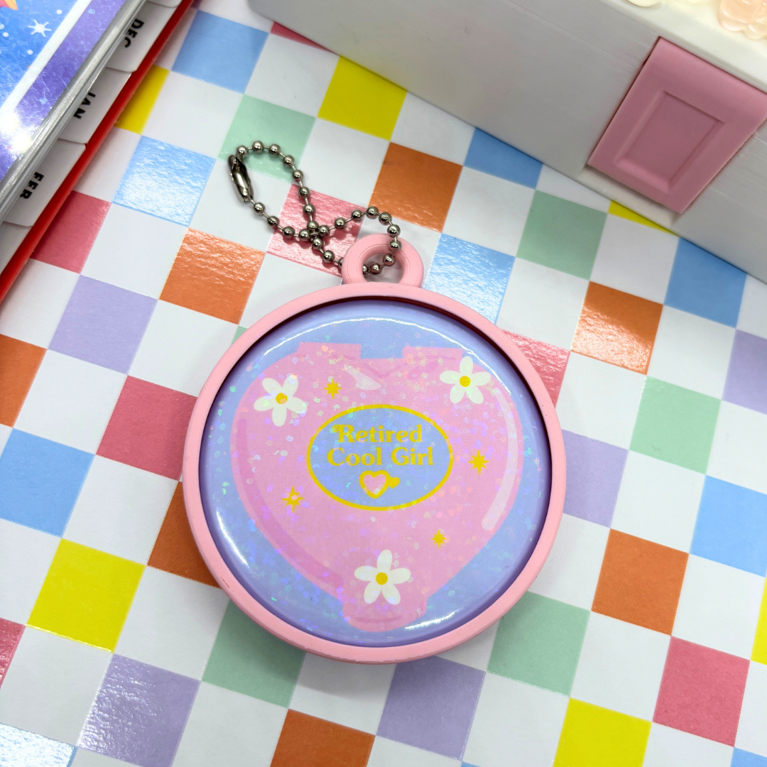 Retired Cool Girl | Large| Pin Back Button + Button Keeper Bag Charm