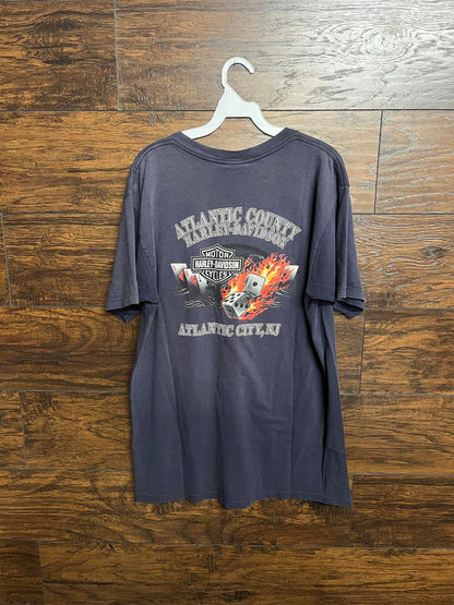 Faded Harley Davidson Pocket Tee Aces Fire Dice - XL