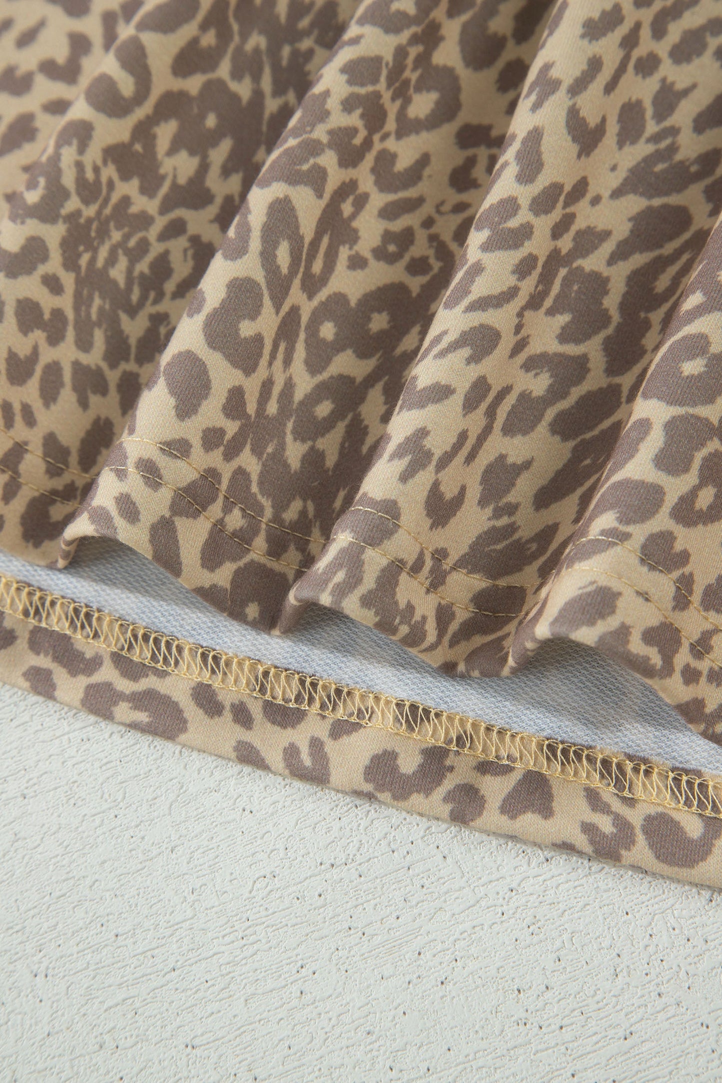 Khaki Leopard Retro Studded Star Patch Loose Tee