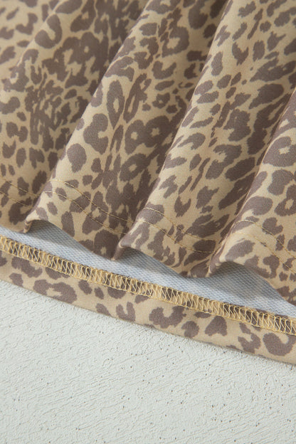 Khaki Leopard Retro Studded Star Patch Loose Tee