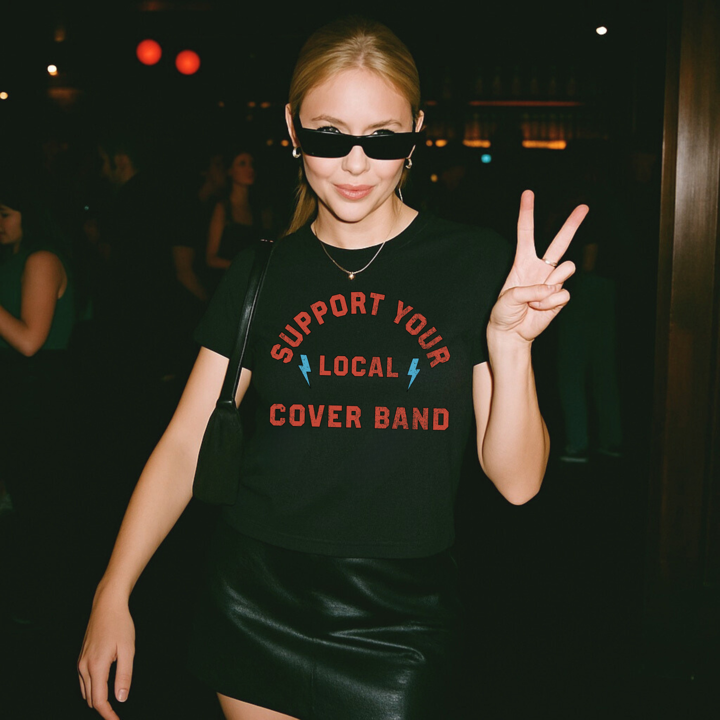 Support Your Local Cover Band Baby Tee | Fitted Vintage Rock Graphic Shirt