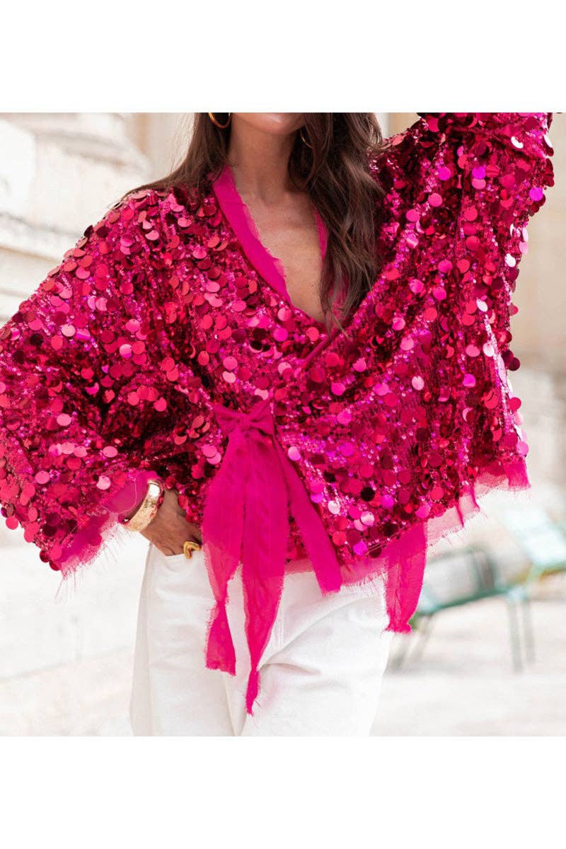 Sequin Embellished Glam Kimono
