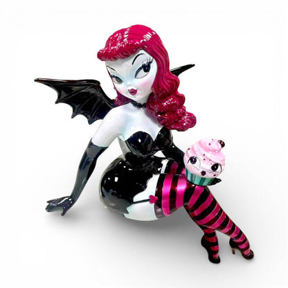 Verna Bat Girl 27.5" Shelf Sitter w/ Cupcake | Miss Fluff December Diamonds