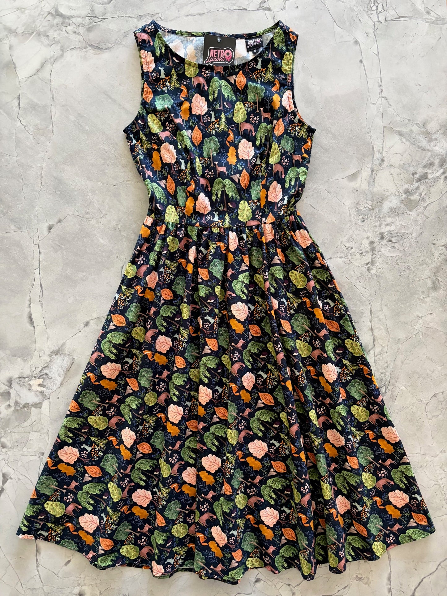 Woodland Midi Dress in Navy