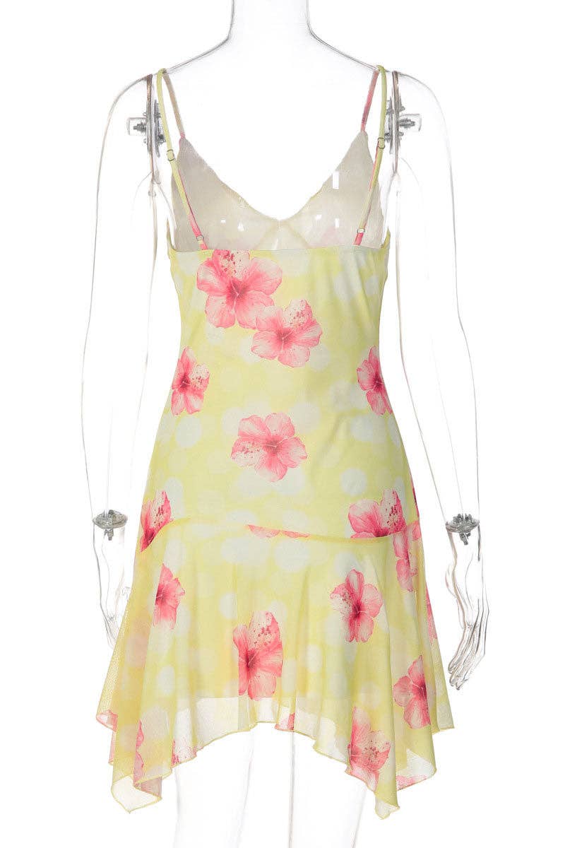 Floral Asymmetrical Hem Dress