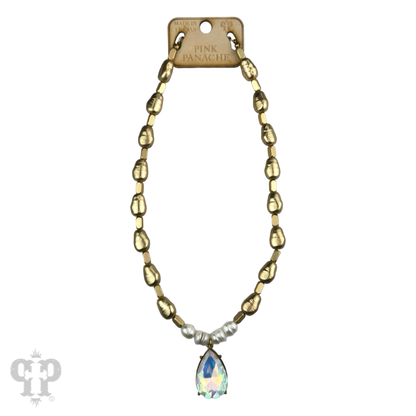 Gold and pearl bead necklace with pendant - LC