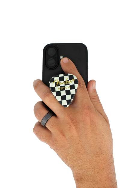 Fender guitar pick phone grip (Checkered)