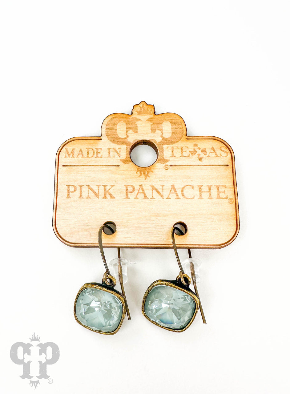 Austrian square crystal hook earring, 12mm