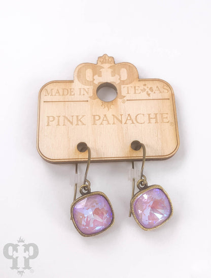 Austrian square crystal hook earring, 12mm
