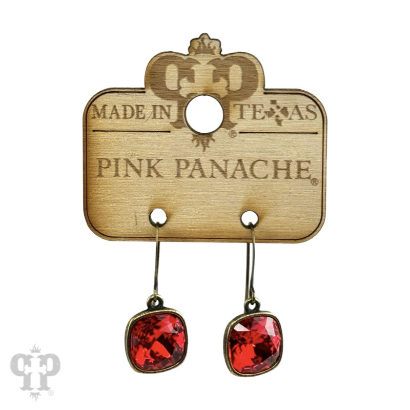 Austrian square crystal hook earring, 12mm