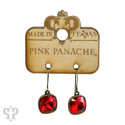 Austrian square crystal hook earring, 12mm