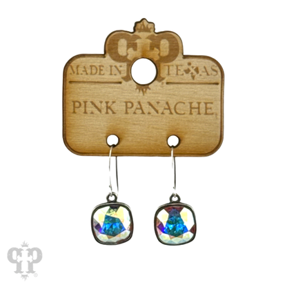 Austrian square crystal hook earring, 12mm
