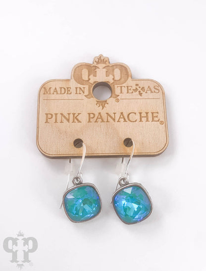 Austrian square crystal hook earring, 12mm