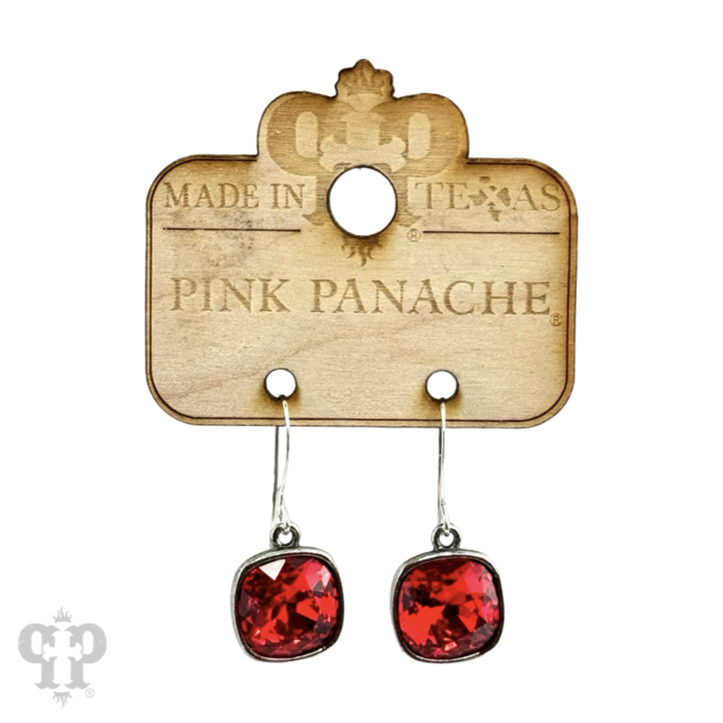 Austrian square crystal hook earring, 12mm