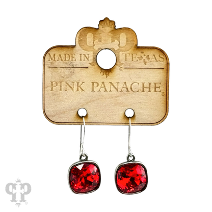 Austrian square crystal hook earring, 12mm