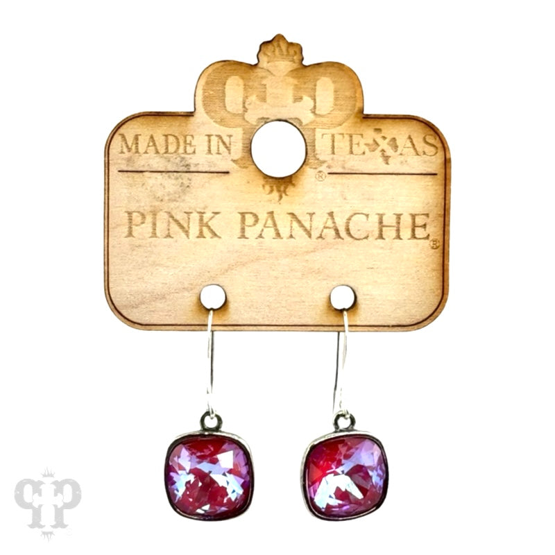 Austrian square crystal hook earring, 12mm