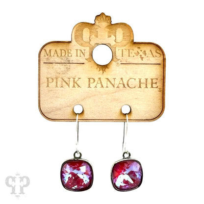 Austrian square crystal hook earring, 12mm