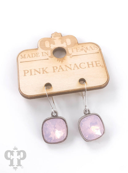 Austrian square crystal hook earring, 12mm