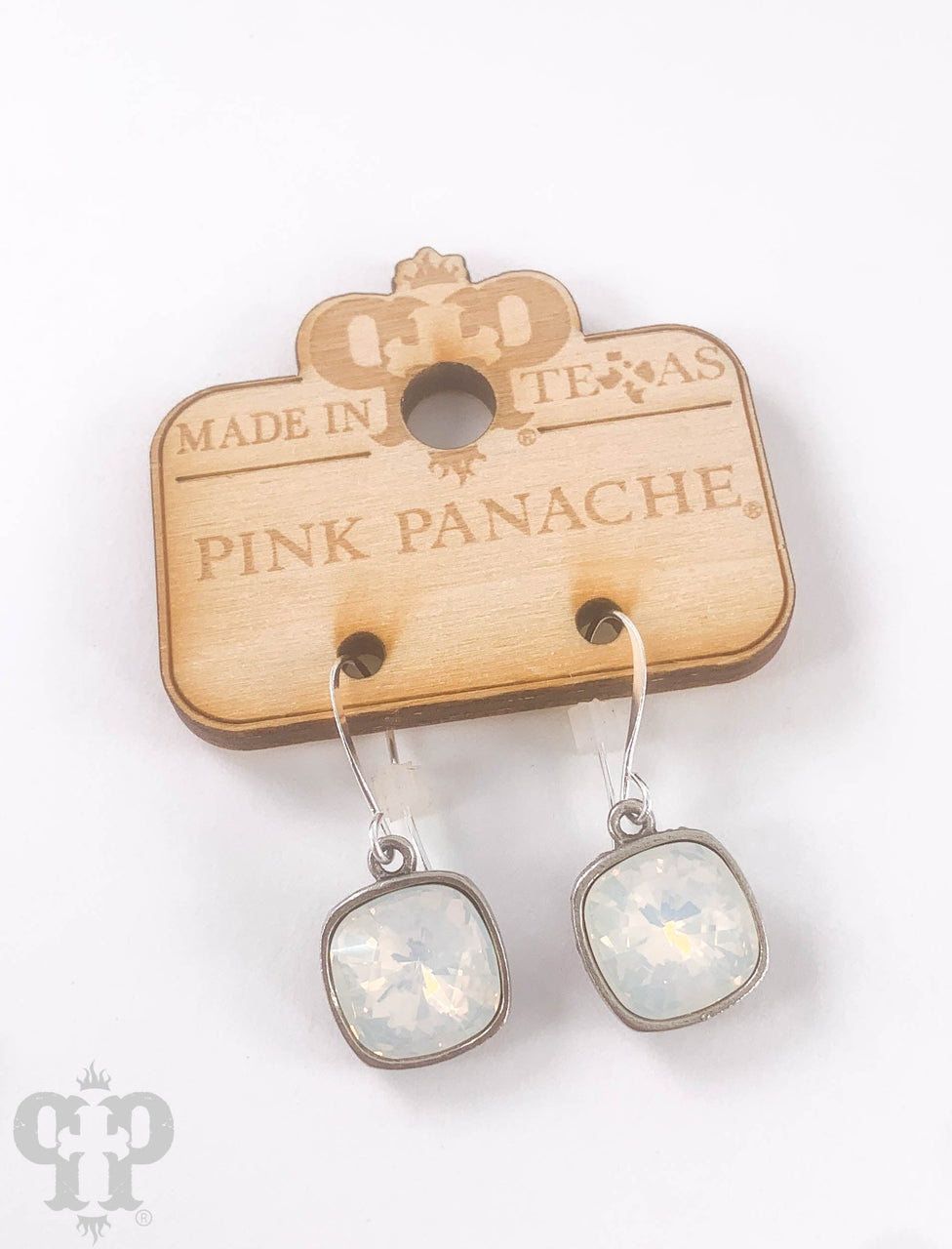 Austrian square crystal hook earring, 12mm