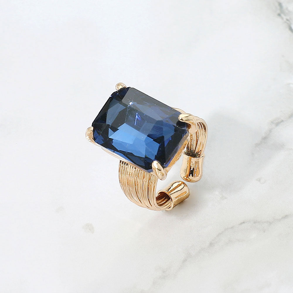 Women's Emerald Cut Stone Adjustable Ring