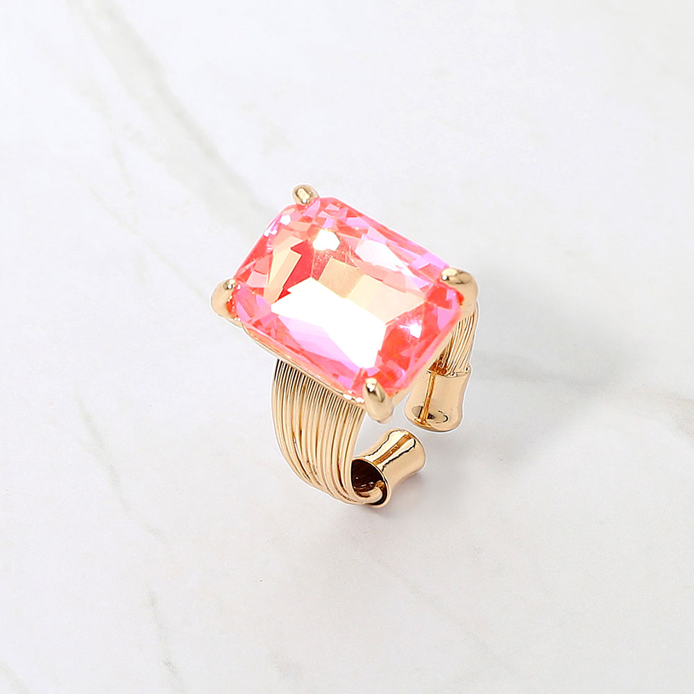 Women's Emerald Cut Stone Adjustable Ring