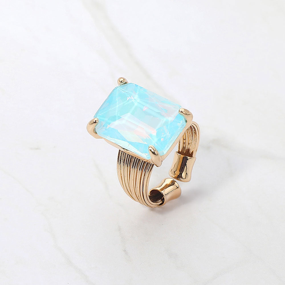 Women's Emerald Cut Stone Adjustable Ring