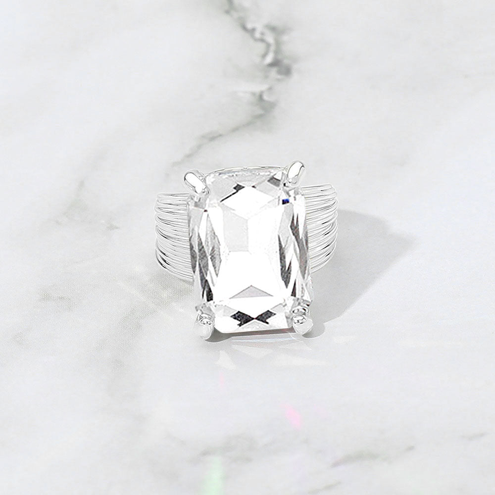 Women's Emerald Cut Stone Adjustable Ring