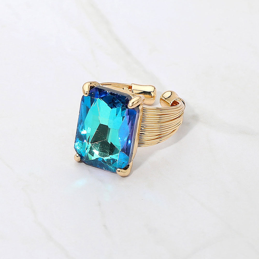 Women's Emerald Cut Stone Adjustable Ring