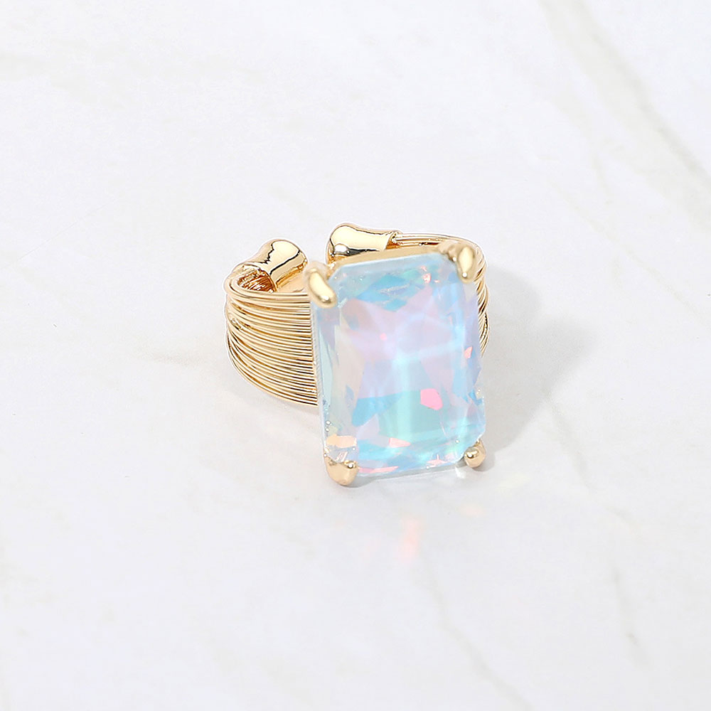 Women's Emerald Cut Stone Adjustable Ring