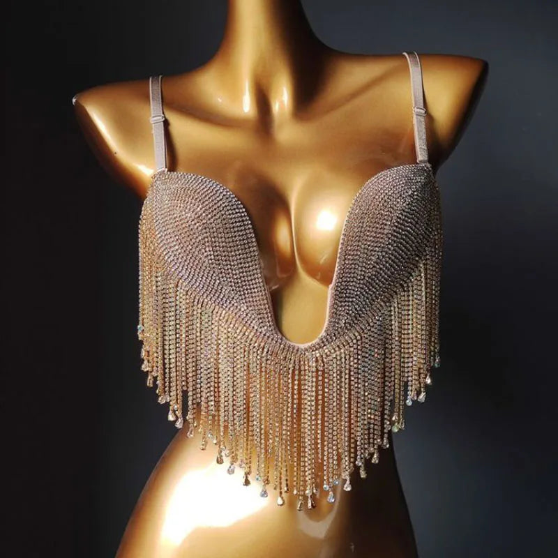 The Stardust Dream Tassel Bikini – Luxury Rhinestone Fringe Showgirl Set
