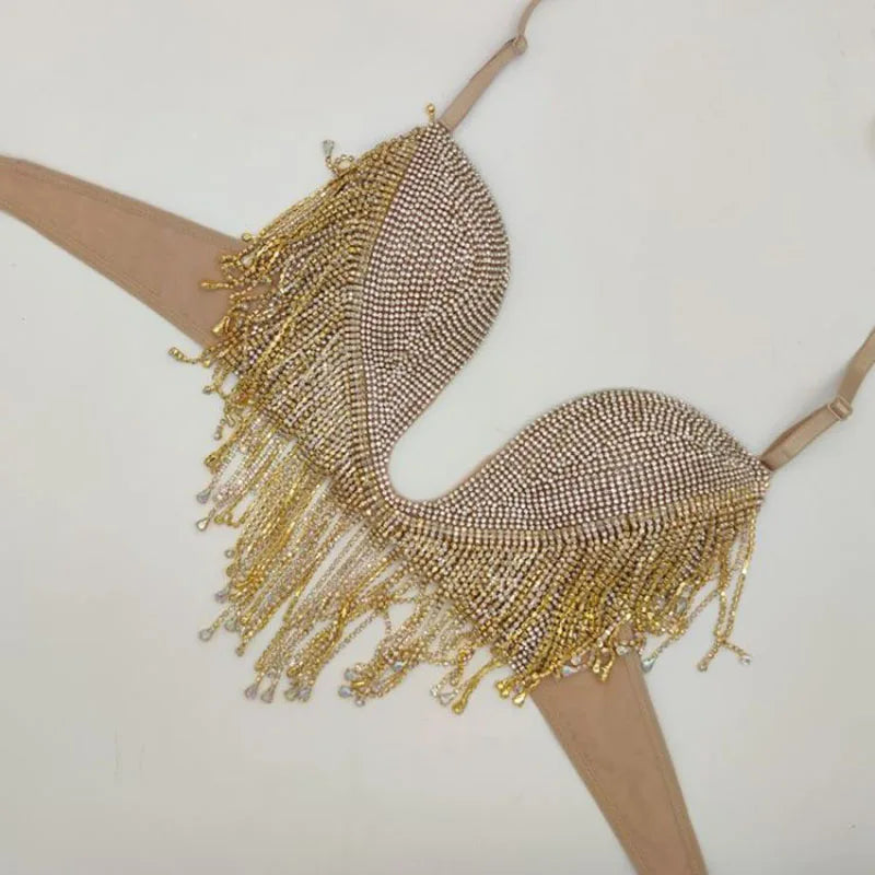 The Stardust Dream Tassel Bikini – Luxury Rhinestone Fringe Showgirl Set