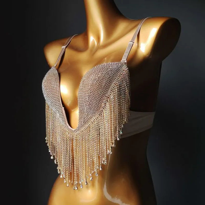 The Stardust Dream Tassel Bikini – Luxury Rhinestone Fringe Showgirl Set