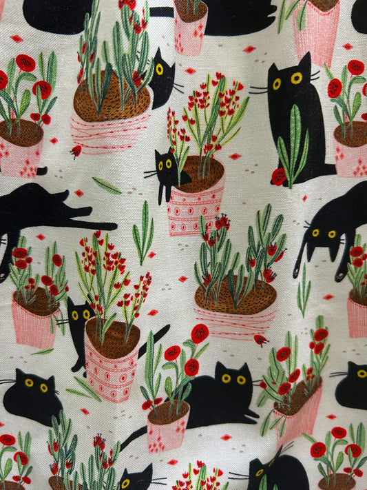 Cats & Plants Collared Dress - Plus Sizes only
