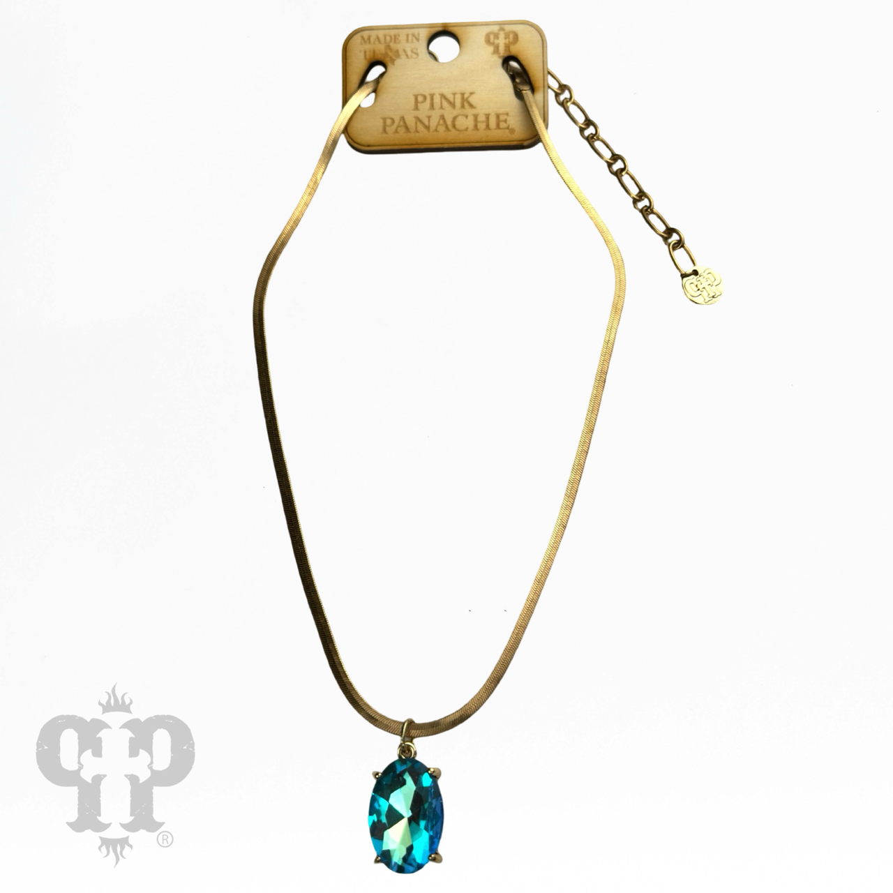 Oval rhinestone pendant necklace