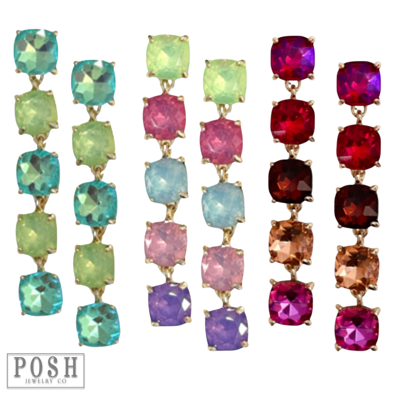 Square rhinestone drop earring - LC