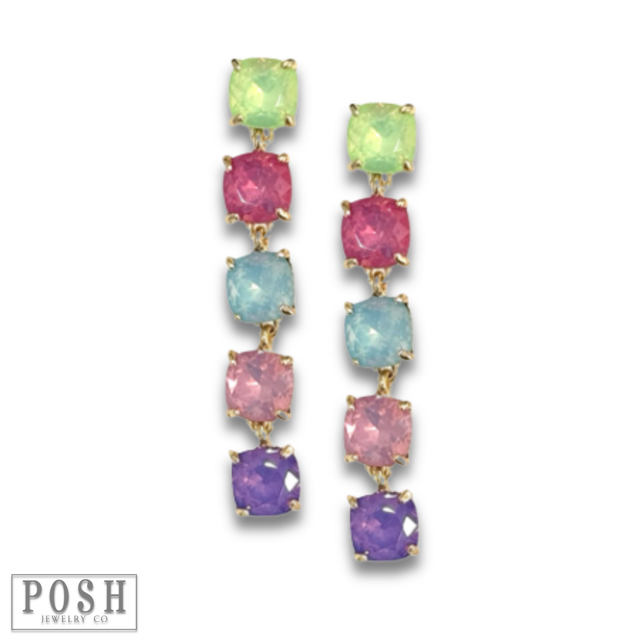 Square rhinestone drop earring - LC