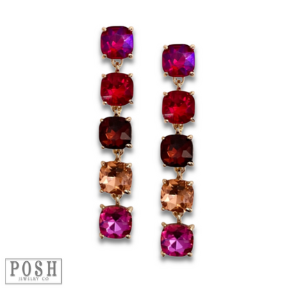 Square rhinestone drop earring - LC