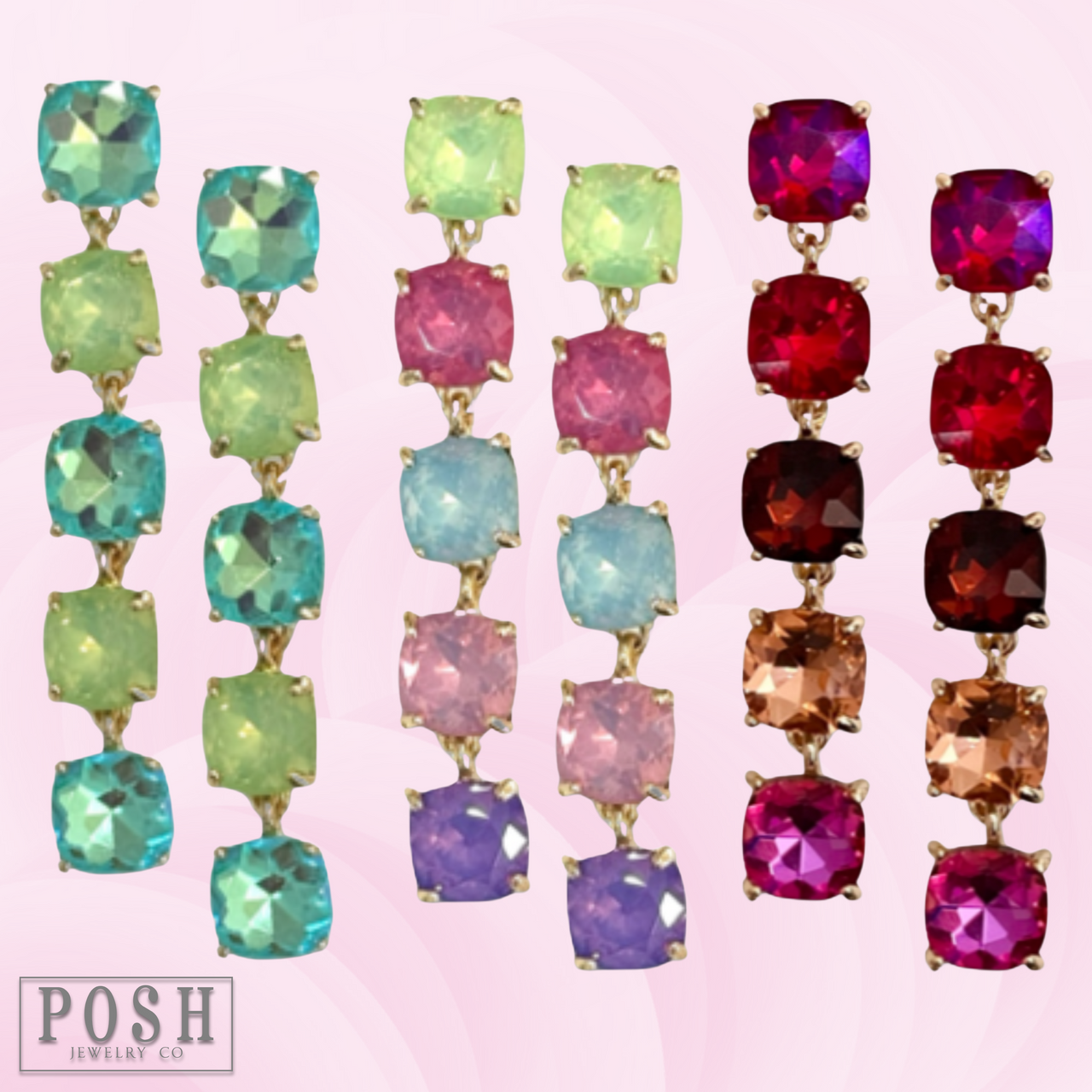 Square rhinestone drop earring - LC