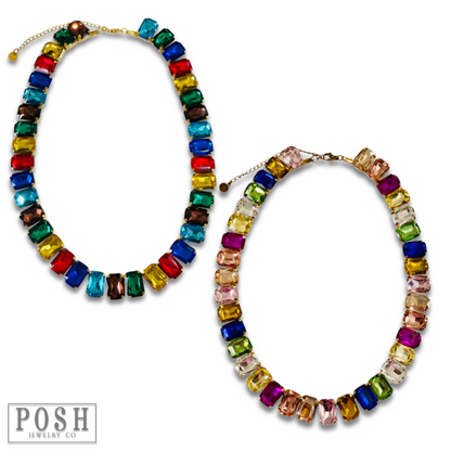 Multi-color rhinestone necklace - LC