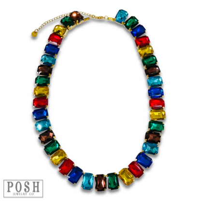 Multi-color rhinestone necklace - LC