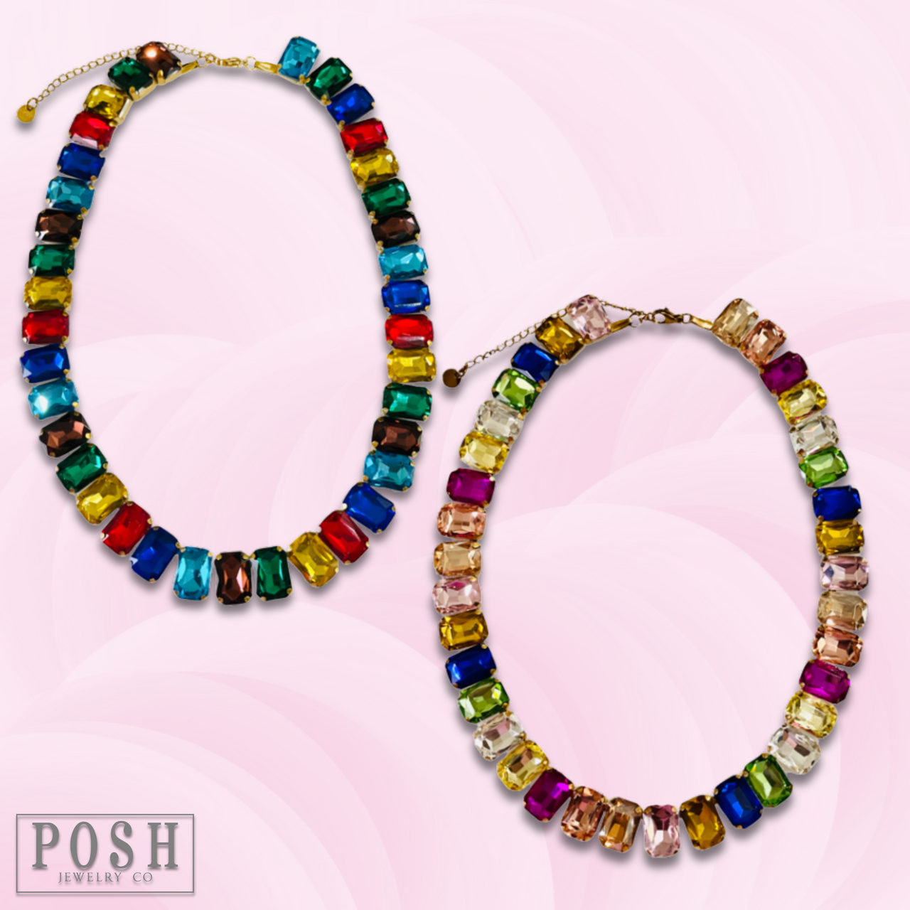 Multi-color rhinestone necklace - LC