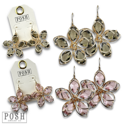 Crystal and flower petal earring - LC