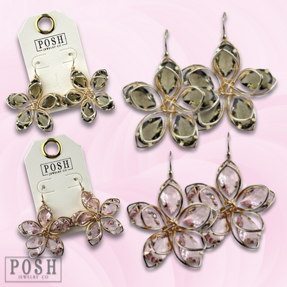 Crystal and flower petal earring - LC