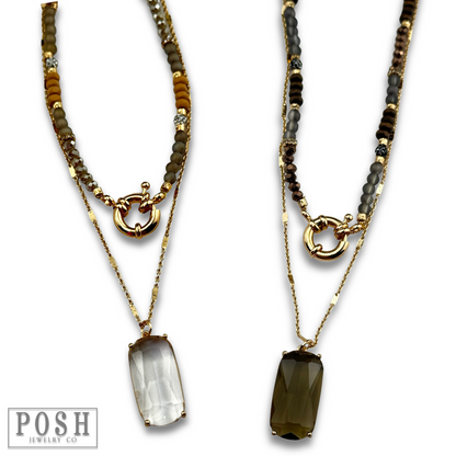 Necklace with large glass pendant - LC