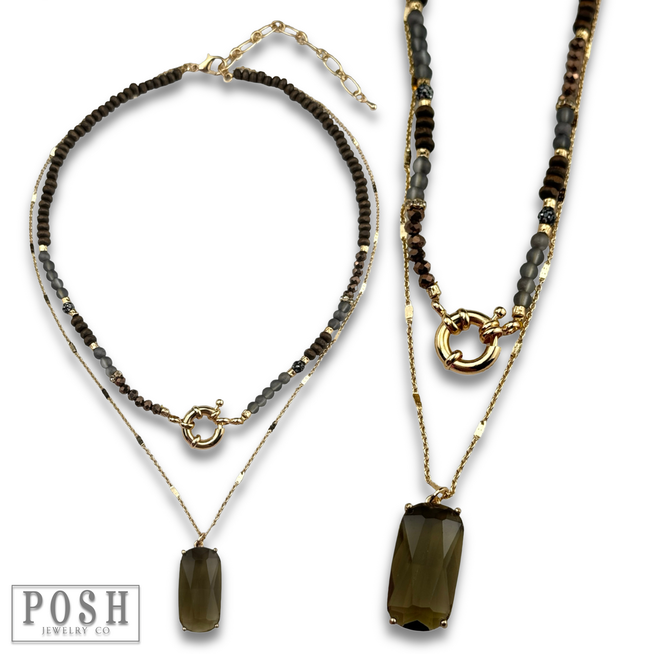 Necklace with large glass pendant - LC